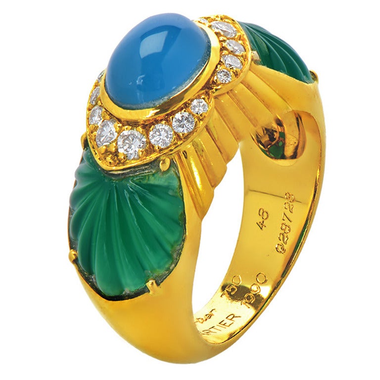 Cartier Chrysoprase Diamond Gold Ring