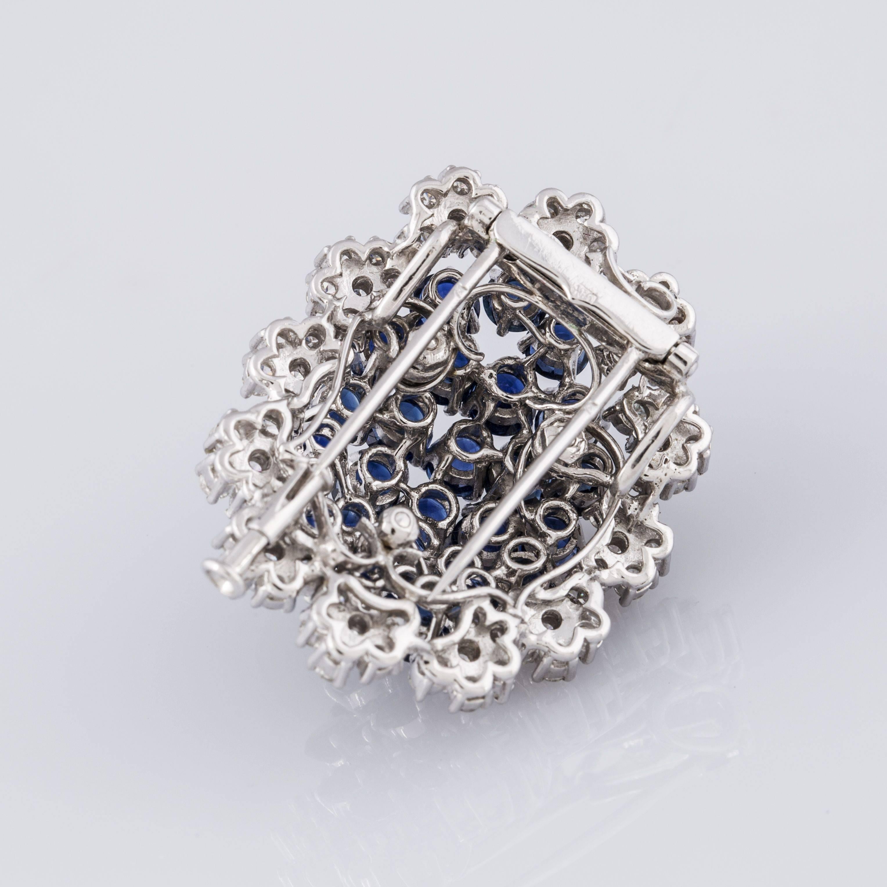 Women's Sapphire Diamond Gold Cluster Clip  Pendant For Sale