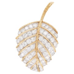 Van Cleef & Arpels, 18K Gold Diamond Leaf Brooch, IAJA