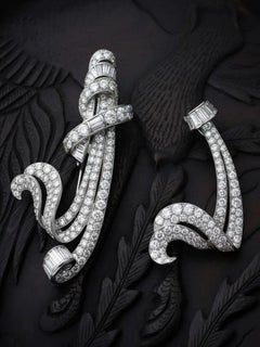 Van Cleef & Arpels, Platinum Double Clip Diamond Brooch