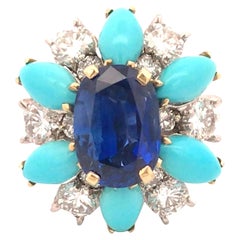 Bvlgari-Ring aus 18-karätigem Gold mit Blumenmotiv und einem burmesischen Saphir von 3,26 Karat, um 1990