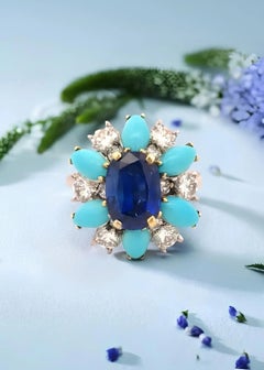 Bvlgari-Ring aus 18-karätigem Gold mit Blumenmotiv und einem burmesischen Saphir von 3,26 Karat, um 1990