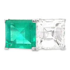 Tiffany, Platinum 4.25ct Colombia Minor Emerald 5.15ct Diamond Ring, GIA, AGL
