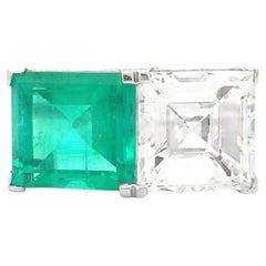 Tiffany, Platinum 4.25ct Colombia Minor Emerald 5.15ct Diamond Ring, GIA, AGL