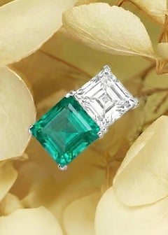 Tiffany, Platinum 4.25ct Colombia Minor Emerald 5.15ct Diamond Ring, GIA, AGL
