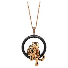 Cartier, 18K Gold Ceramic Panthere Pendant Necklace