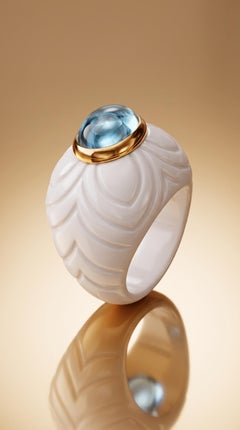 Bvlgari, 18K Gold Topaz Ceramic Ring