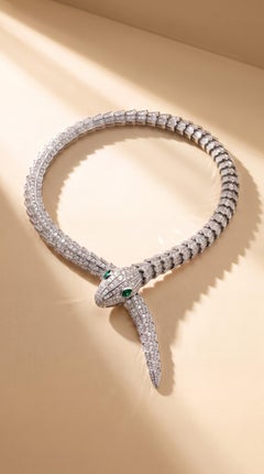 Bvlgari, 18K White Gold Diamond Serpenti Necklace, Certificate