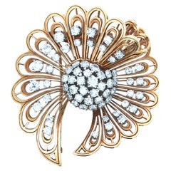 18K Gold Diamond Brooch
