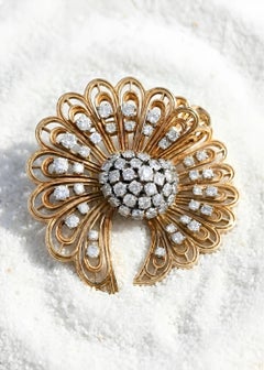 18K Gold Diamond Brooch