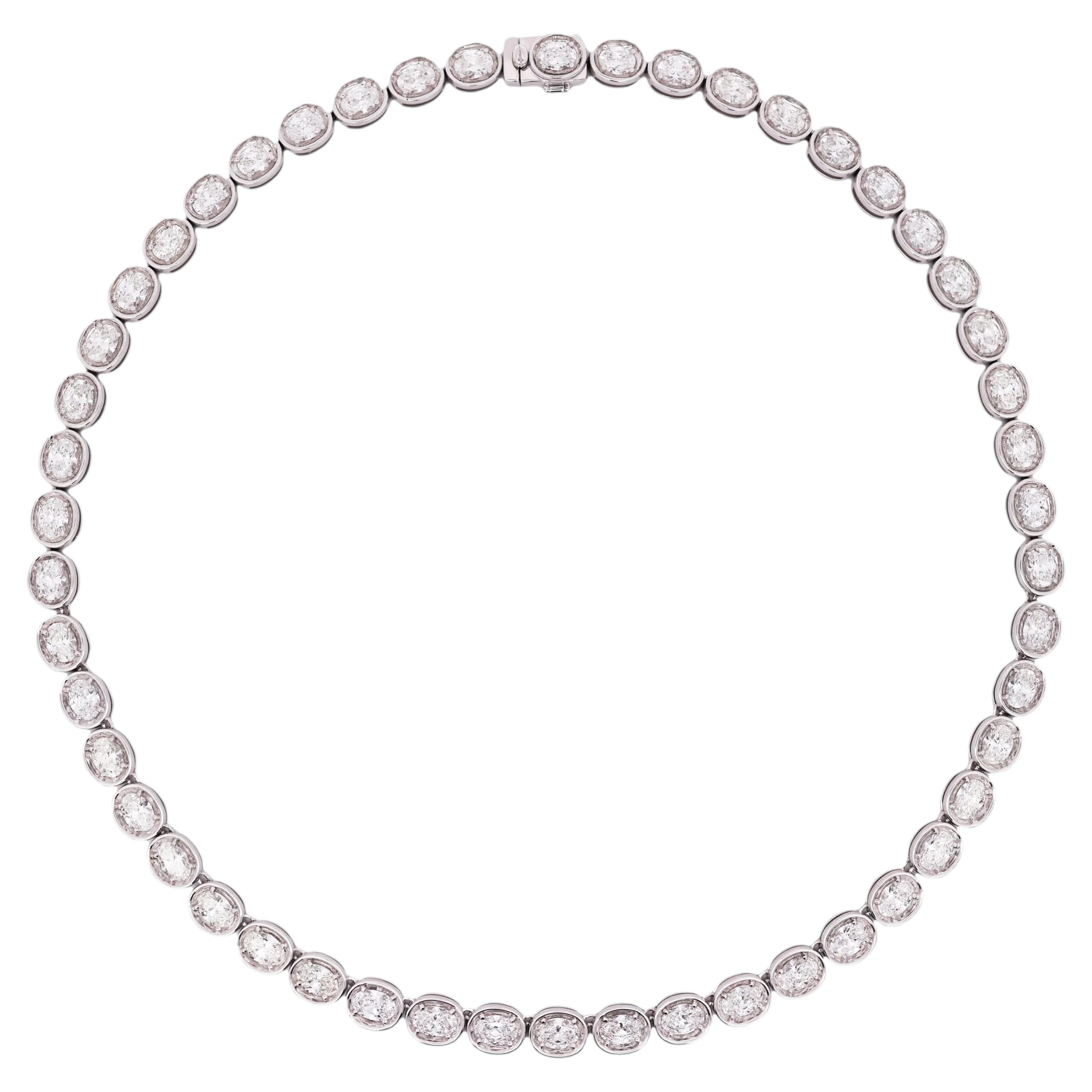 Collana Riviere in oro 18 carati con diamanti, circa 30 carati, design moderno, 43 cm