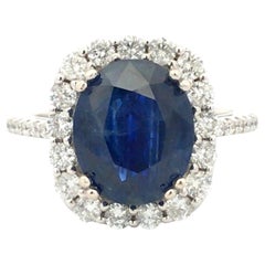 14K Gold Ceylon no-heat 4.94ct Sapphire Diamond Ring, AGL