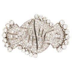 Art Deco Platinum Diamond Double-pin Brooch