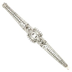 Art Deco Platinum Diamond Bracelet, Circa Mid 20th Century, 20ct Total