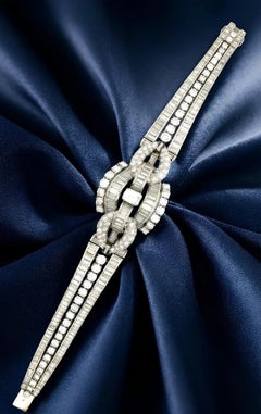 Art Deco Platinum Diamond Bracelet, Circa Mid 20th Century, 20ct Total