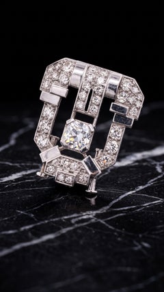 Art Deco, Platinum Diamond Brooch