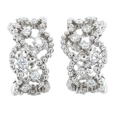 Ferri Firenze 18K White Gold Diamond Drop Earrings, Modern Design