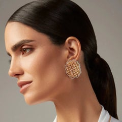 Ferri Firenze 18K Gold Diamond Drop Earrings, Italian Lace, 1.30ct