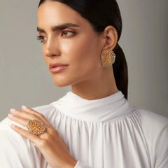Ferri Firenze 18K Gold Diamond Drop Earrings, Italian Lace, 1.30ct