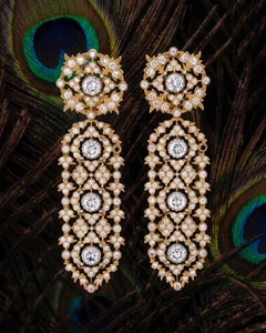 Buccellati 18K Gold Diamond Drop Earrings, Late 20th Century, 5ct