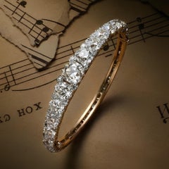 Bracelet jonc en or 18 carats serti de diamants, taille ronde de 5,26 carats, XXe siècle