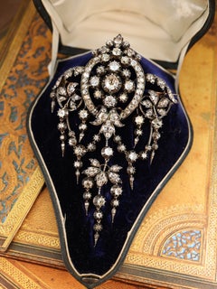 Antique Late 19th Century Diamond Brooch, 18.48ct Rose-Cut Diamonds