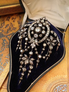 Antique Late 19th Century Diamond Brooch, 18.48ct Rose-Cut Diamonds