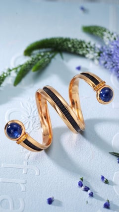 Hemmerle, Pulsera de cuero con zafiro de oro de 18 quilates y platino