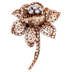 David Webb, broche « Fleur » en or 18 carats sertie de diamants, certificat