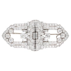 Raymond Yard Art Deco Platinum Diamond Double Clip Brooch, Circa 1930