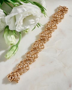 Van Cleef & Arpels 18K Gold Diamond Floral Link Bracelet, 20th Century