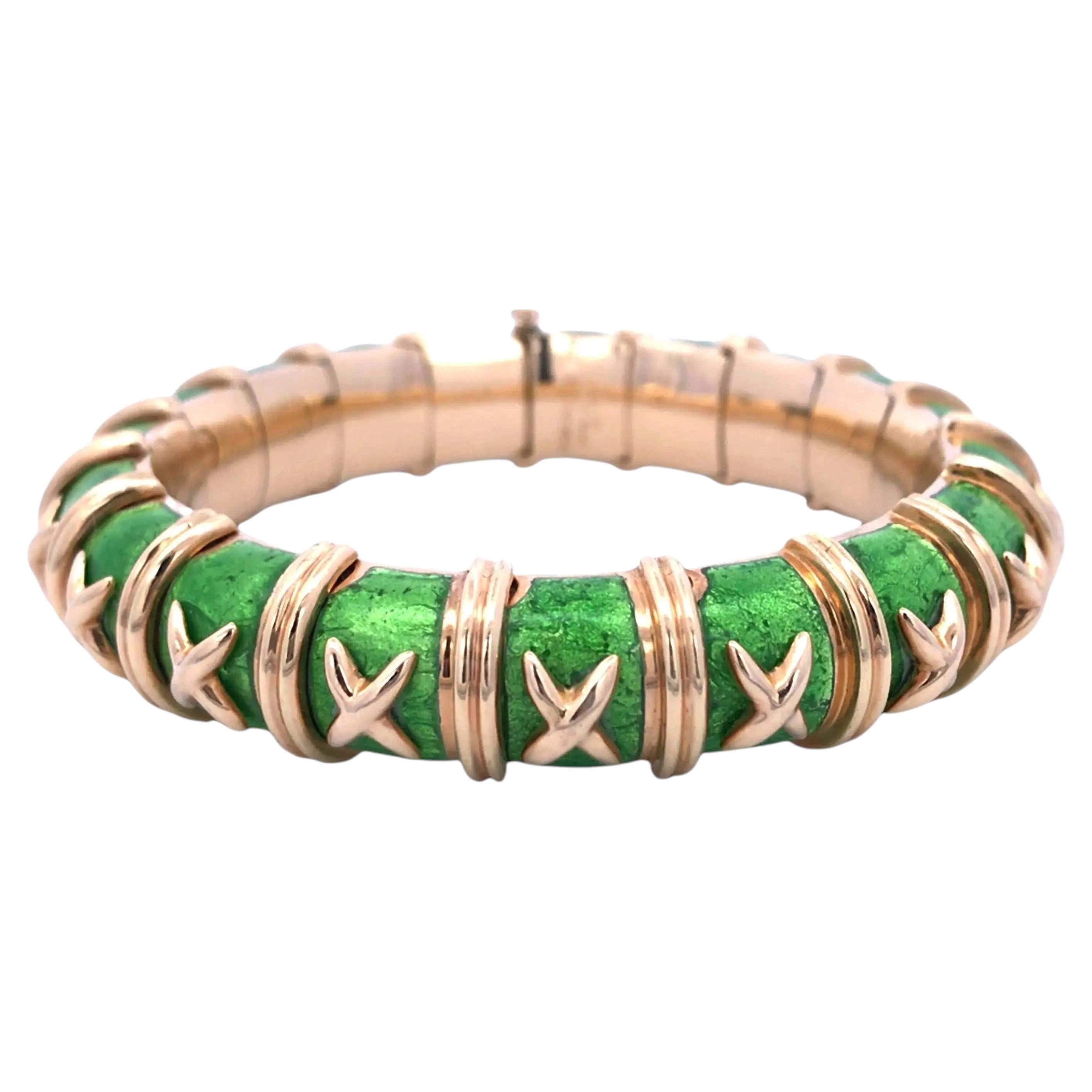 Tiffany & Co. Jean Schlumberger 18K Gold Enamel Bangle, Mid 20th C.