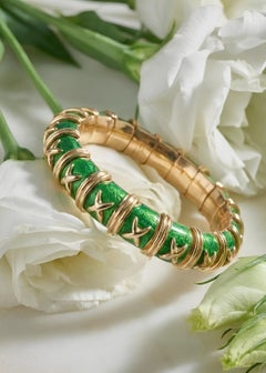 Tiffany & Co. Jean Schlumberger 18K Gold Enamel Bangle, Mid 20th C.