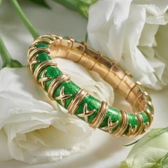 Tiffany & Co. Jean Schlumberger 18K Gold Enamel Bangle, Mid 20th C.