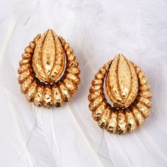 Tiffany & Co. 18K Gold Sculptural Clip-On Earrings, Mid-20th Century