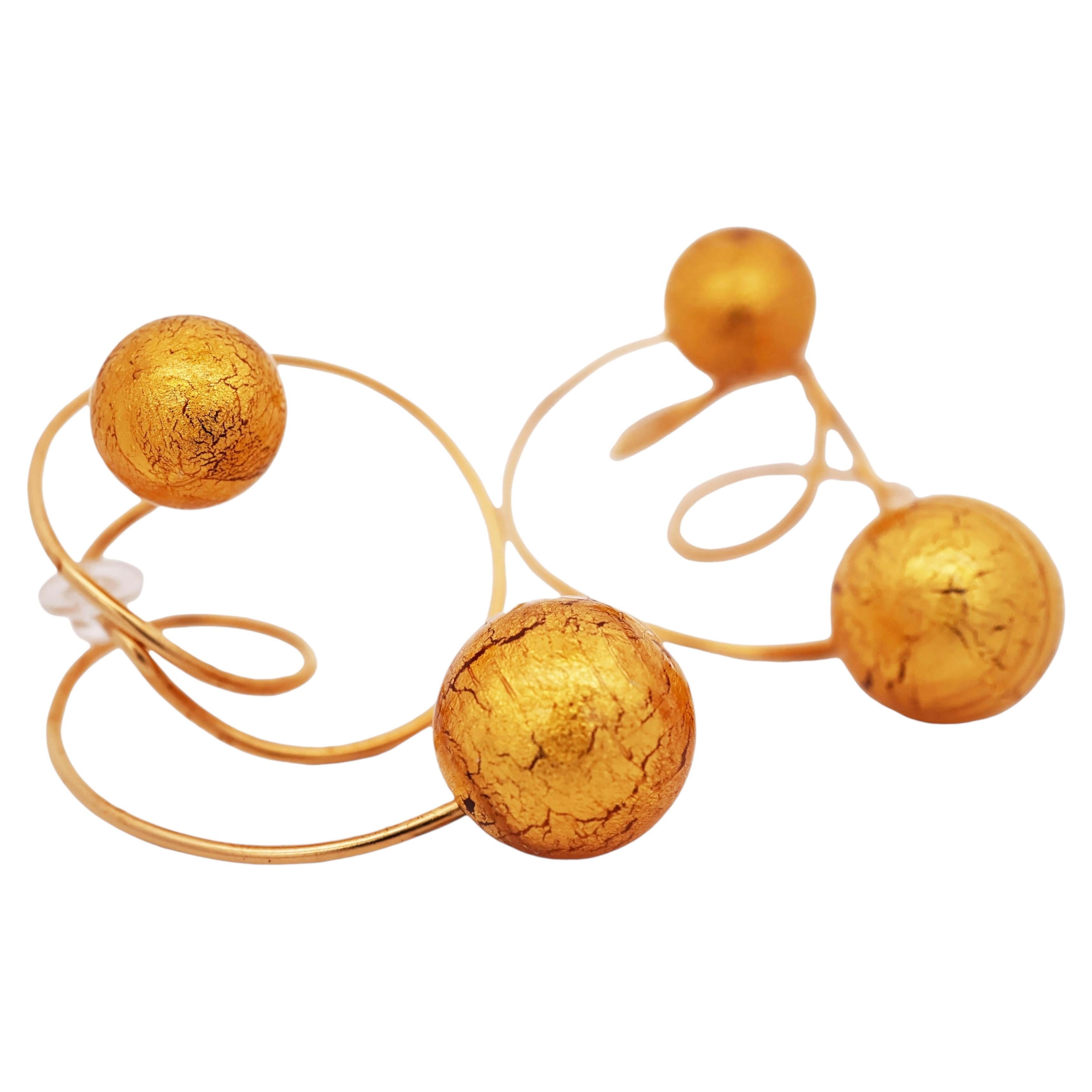 JAR Late 20th Century Titanium Gold Murano Glass Drop Earrings