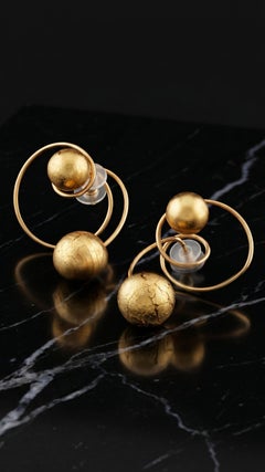 JAR Late 20th Century Titanium Gold Murano Glass Drop Earrings