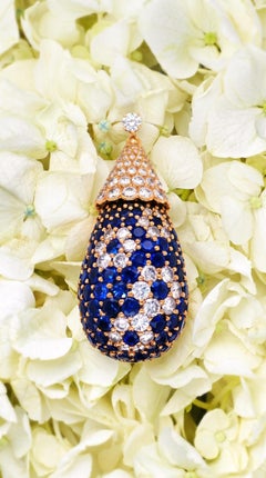 Van Cleef & Arpels 18K Gold Sapphire Diamond Pendant, Mid-20th Century