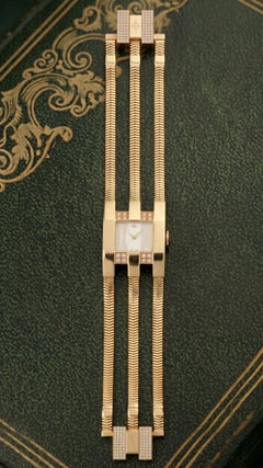 Van Cleef & Arpels 18K Gold Diamond Cadenas Watch, Late 20th Century