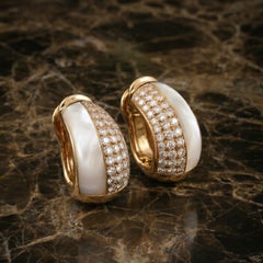 Bvlgari, 18K Gold Mother-of-Pearl Diamond Earrings