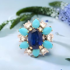 Bvlgari 18K Gold Floral Ring with 3.26ct Burmese Sapphire, Circa 1990