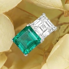 Tiffany, Platinum 4.25ct Colombia Minor Emerald 5.15ct Diamond Ring, GIA, AGL