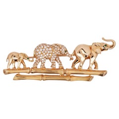 Cartier, 18K Gold Diamond Elephant Brooch
