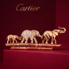 Cartier 18K Gold Diamond Elephant Brooch, Late 20th Century, 2ct