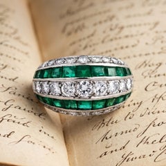 Oscar Heyman, Platinum Emerald Diamond Ring, Certificate