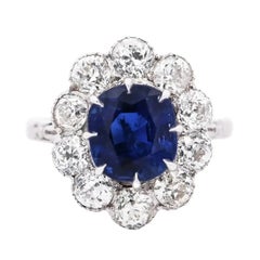 Platinum 3.94ct Kashmir Sapphire Diamond Ring, SSEF, AGL, Gubelin