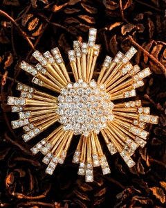 Oscar Heyman Mid-Century Platinum & Gold Diamond Starburst Brooch
