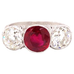 Tiffany 1.54ct Classic Burma no-heat Ruby Platinum Diamond Ring, AGL
