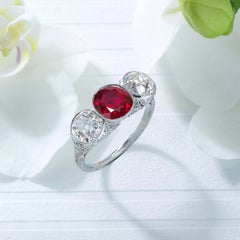 Tiffany 1.54ct Classic Burma no-heat Ruby Platinum Diamond Ring, AGL
