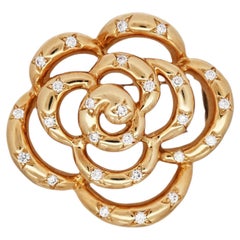 Van Cleef & Arpels, 18K Gold Diamond Camellia Brooch